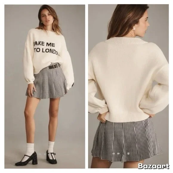 NWT Anthropologie Maeve Take Me To London Graphic Sweater - Picture 9 of 10